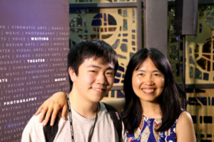 Perry Chen and his mother, Zhu Shen, at the 2018 National YoungArts Week Cinematic Arts Program in Miami following the premiere of "Changyou's Journey"