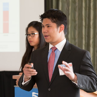 Team pitching during Undergraduate Stock Pitch Challenge 2015
