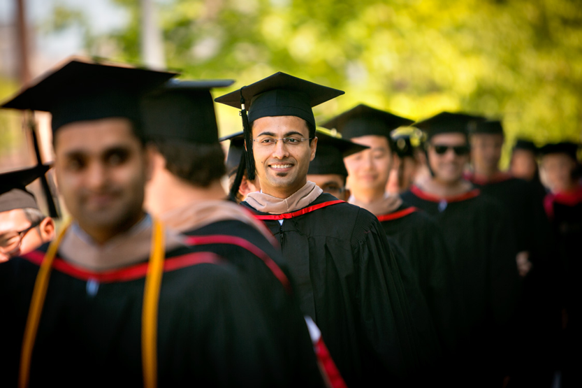 Graduating Johnson students line up at commencement