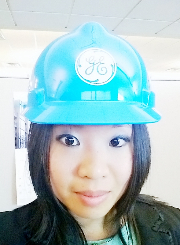 Mei Poon wearing a GE hat