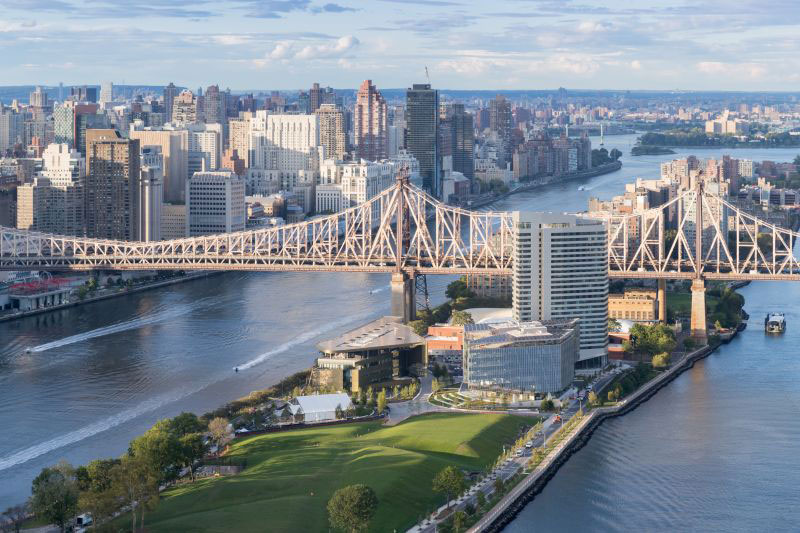 Aerial view of Cornell Tech Campus on Roosevelt Island