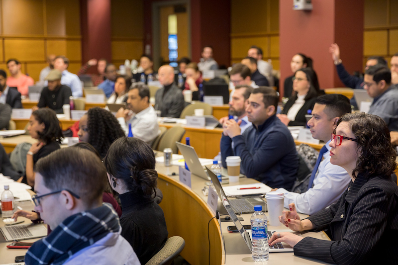 EMBA students in a classroom lecture