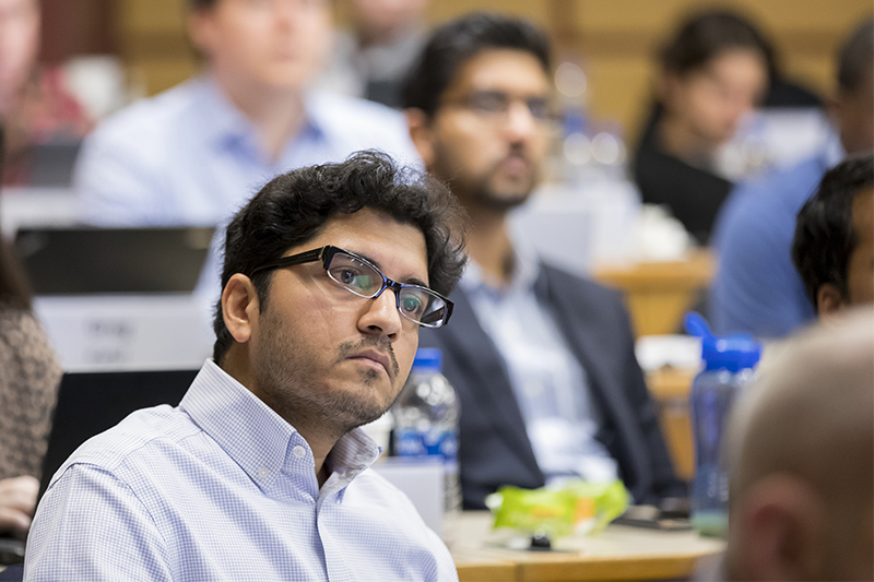 A student listens to a lecture