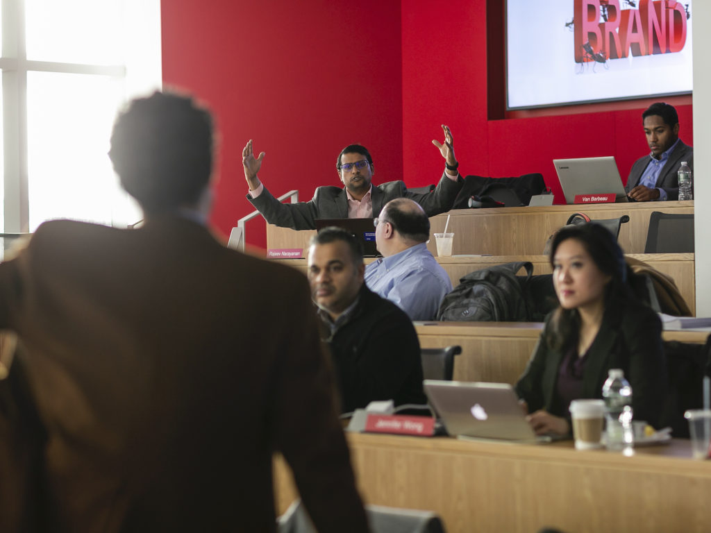 A student asking a question in class