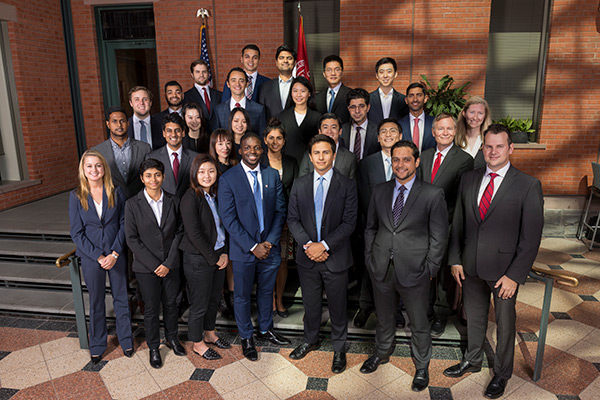 group photo of Cayuga Fund portfolio managers, Class of 2020, in forma business attire