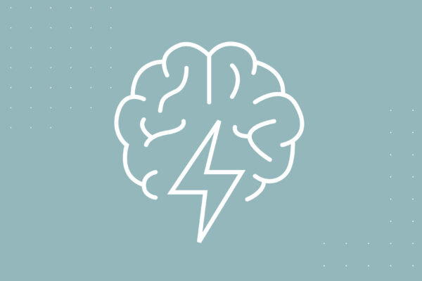 Illustration of a brain and lightning bolt