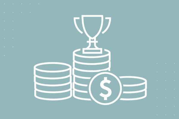 Illustration of coins and a trophy