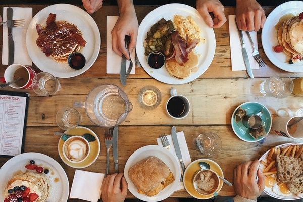 Plates of food on a table