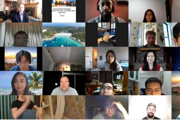 A collage of 20+ people on Zoom