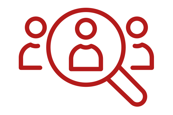 red magnifying glass icon