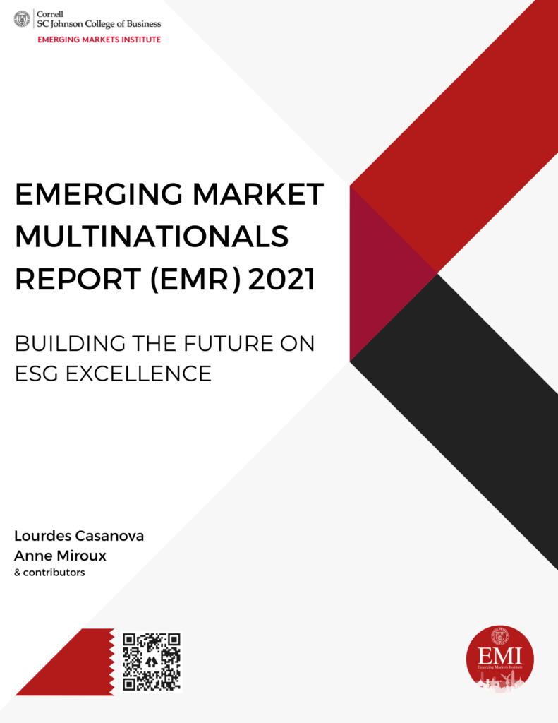 EMI Report in white background with the title in the middle left and details of red and black in the right side