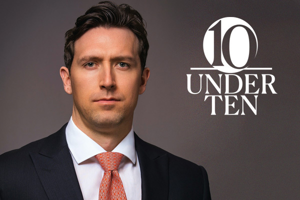 headshot of Thomas White with a 10 Under 10 graphic identifier place next to him/overlaid on the photo