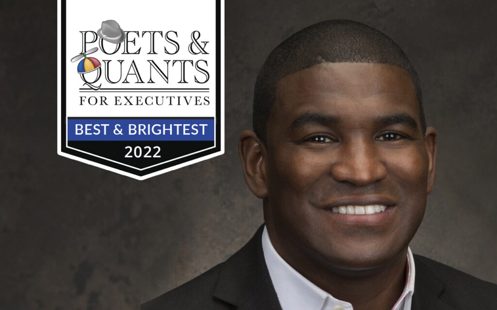 Headshot of Aranthan “AJ” Jones II from Poets & Quants article