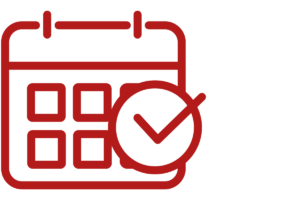 icon of a calendar with a checkmark.