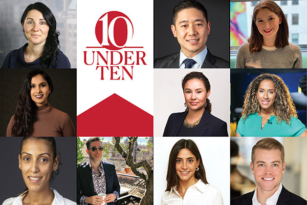 headshots of each of the 10 Under 10 finalists with a 10 Under 10 graphic identifier also displayed.