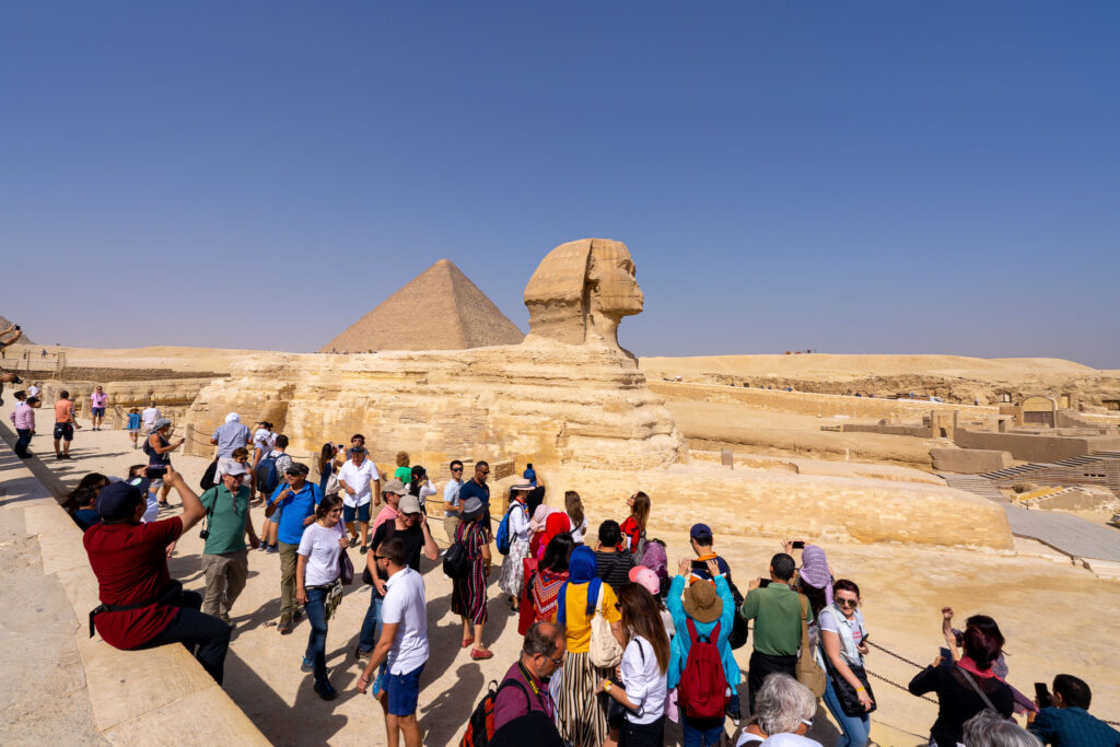 Crowd in front of sphinx