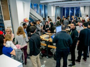 Cornell students at an open networking event.