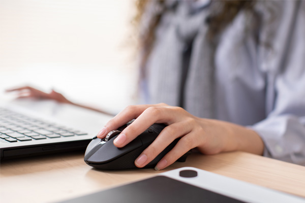 Photo of person with mouse cursor