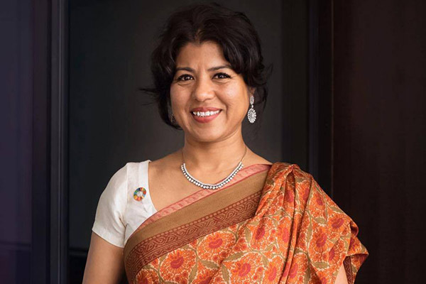portrait of Tina Jabeen wearing a sari.