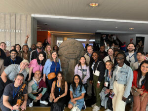 MBA students pose in front of the Gold Museum in Bogota