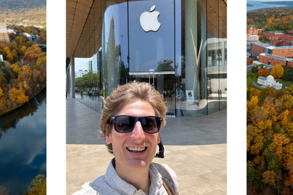 Alex standing in front of an Apple retail store